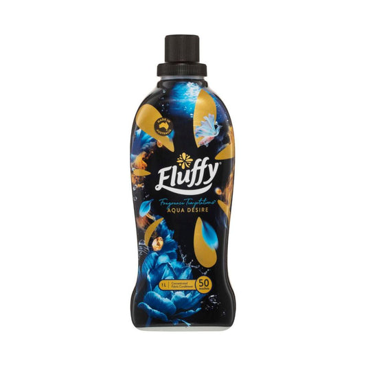 Fluffy Concentrate Liquid Fabric Softener Conditioner Fragrance Temptations Aqua Desire - 1L