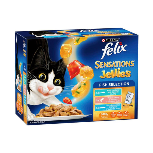 Felix Sensations Jellies Fishy Selection Cat Food - 12 pack