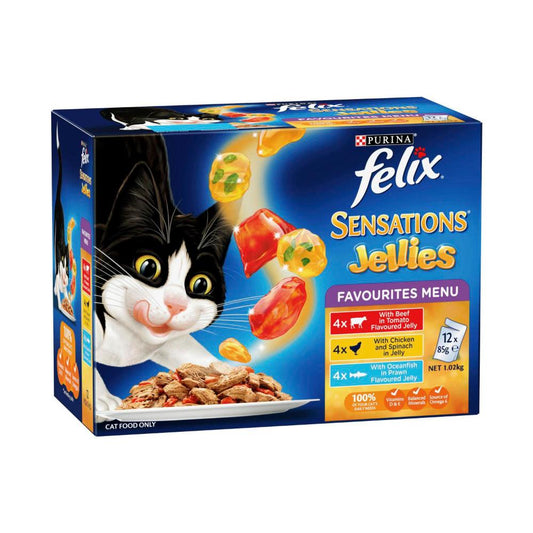 Felix Sensations Jellies Favourites Menu Cat Food 12x85g
