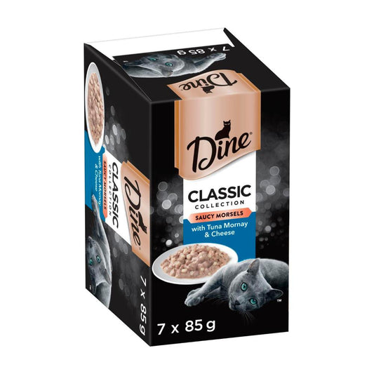 Dine assic Collection Adult Wet Cat Food Saucy Morsels With Tuna & Cheese 7x85g Trays - 7 pack