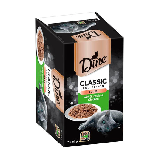 Dine assic Collection Adult Wet Cat Food Slices with Succulent Chicken 7x85g Trays - 7 pack