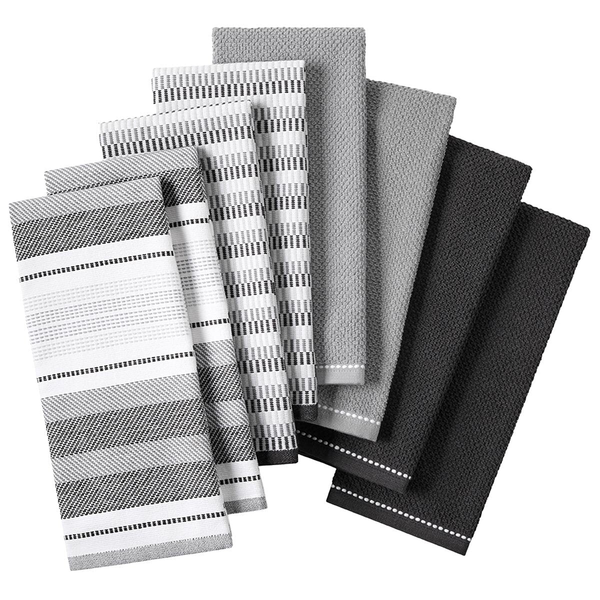 Culinary Classics Shelby Kitchen Towel 8 Pack Black