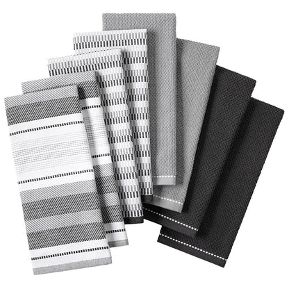 Culinary Classics Shelby Kitchen Towel 8 Pack Black