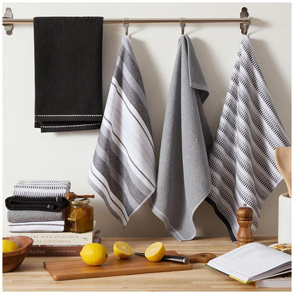 Culinary Classics Shelby Kitchen Towel 8 Pack Black