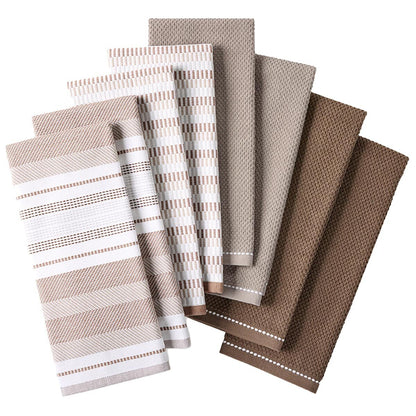 Culinary Classics Shelby Kitchen Towel 8 Pack Mocha