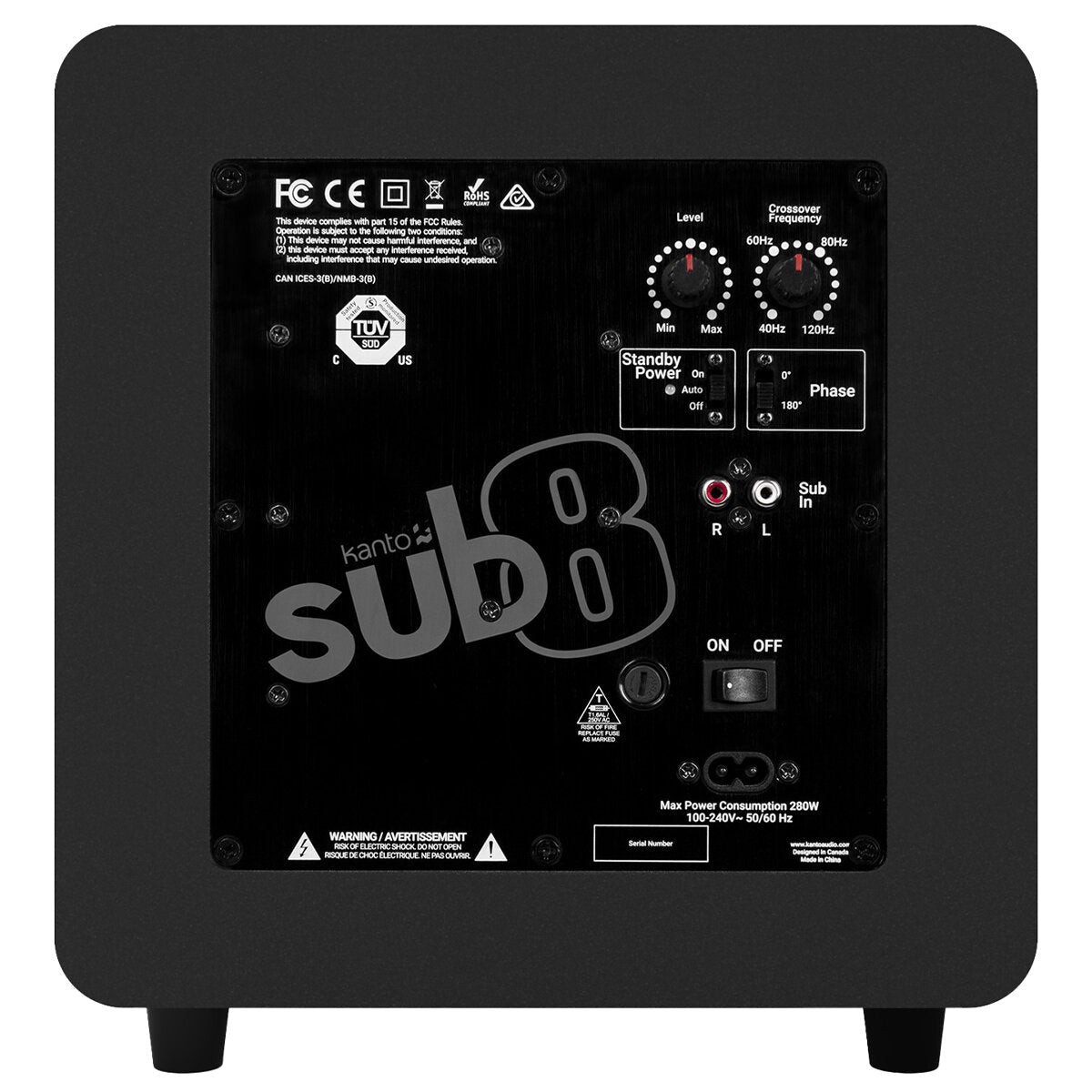 Kanto SUB8 300W Sealed Powered Subwoofer KO-SUB8VMB-I Matte Black 8in