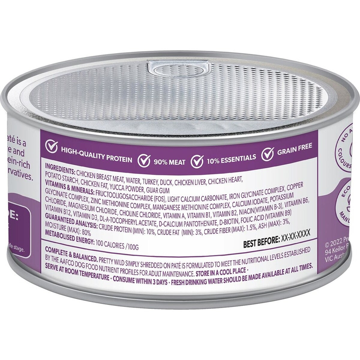 Pretty Wild Simply Shredded Turkey & Duck Dog Food 158g