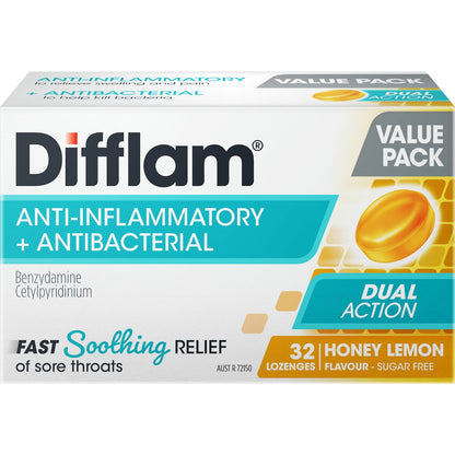Difflam Dual Action Antibacterial Honey Lemon 32 Pack