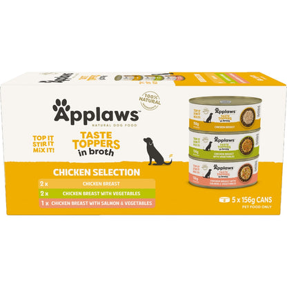 Applaws Taste Toppers Chicken In Broth Wet Dog Food 156g X 5 Pack