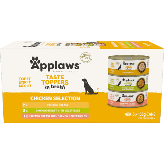 Applaws Taste Toppers Chicken In Broth Wet Dog Food 156g X 5 Pack