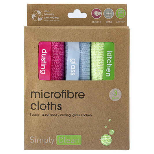 Simply Clean Labelled Microfibre Cloths - 3 pack