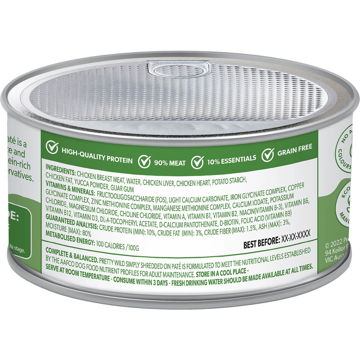 Pretty Wild Dog Food Chicken Shreds On Pate 158g