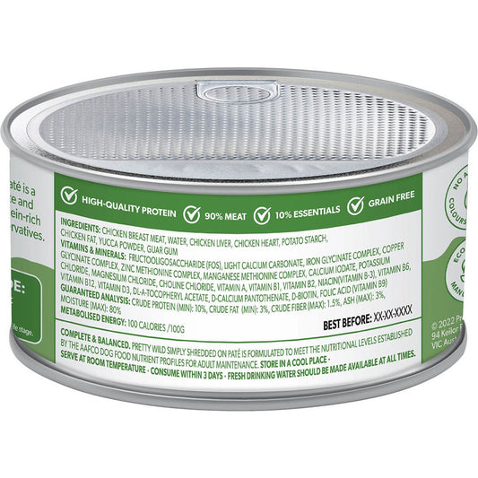 Pretty Wild Dog Food Chicken Shreds On Pate 158g