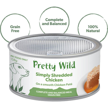 Pretty Wild Dog Food Chicken Shreds On Pate 158g