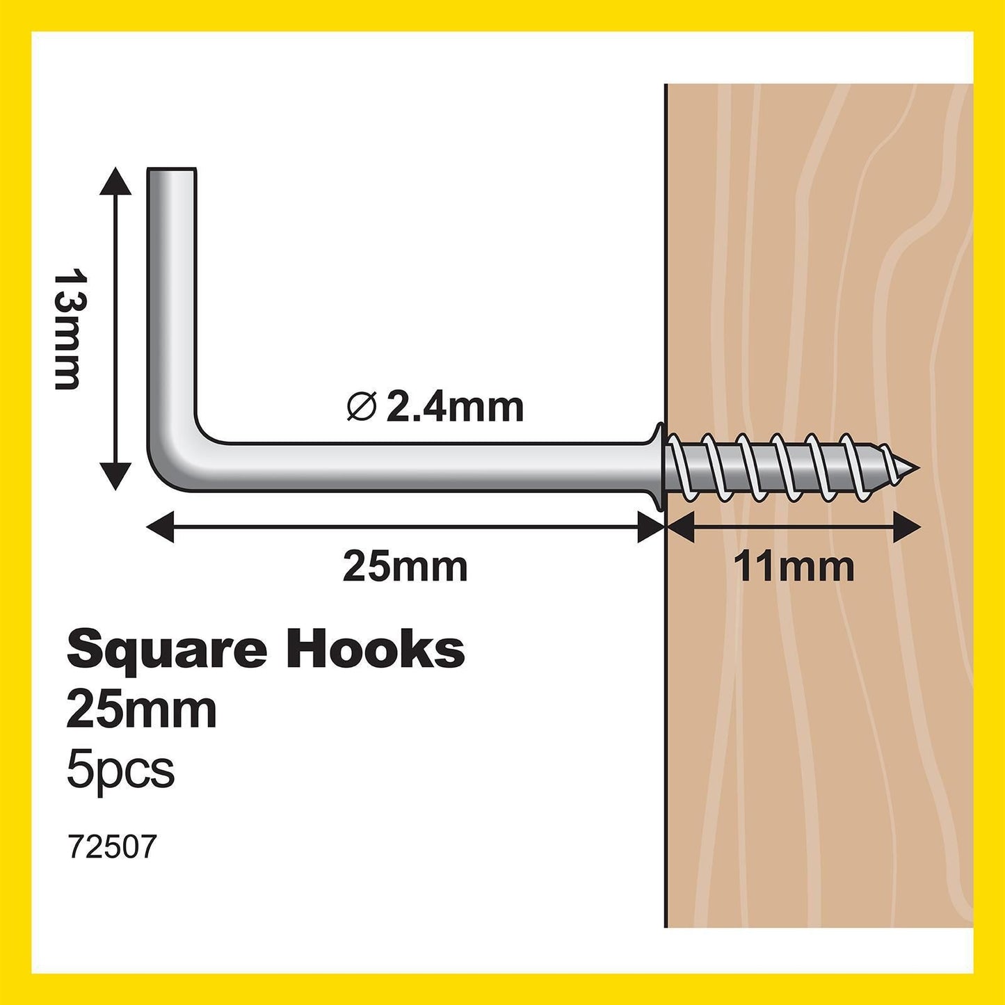 Everhang Square Hook - 25mm - 5 Pack