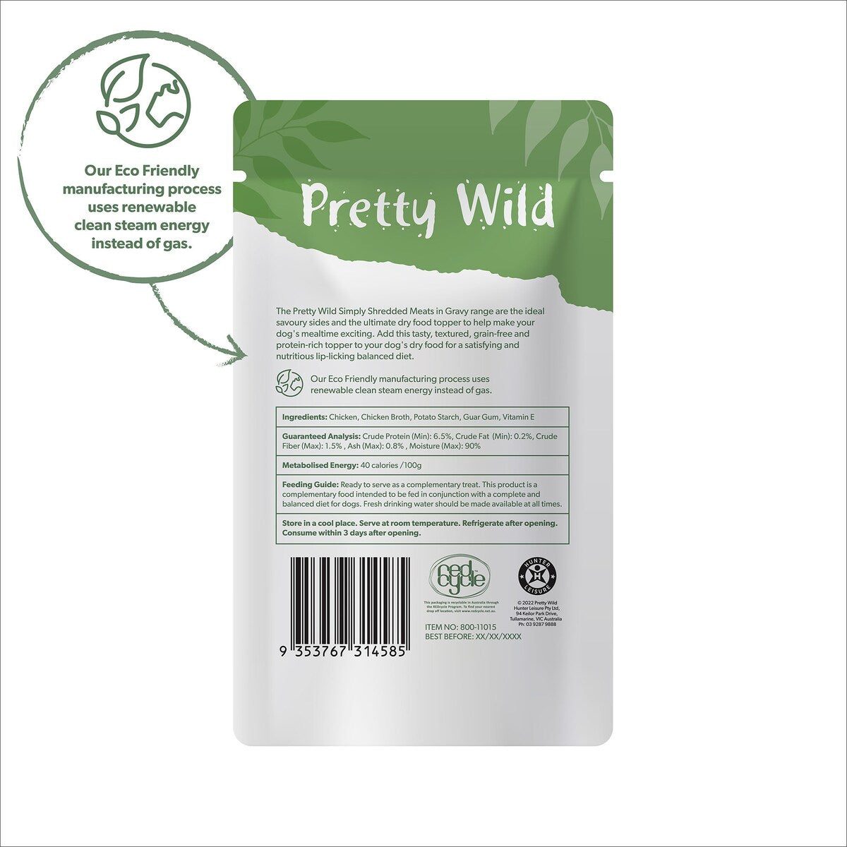 Pretty Wild Dog Food Chicken Shreds In Gravy 100g