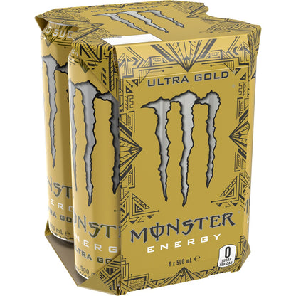 Monster Energy Ultra Gold Cans 500ml x 4 Pack