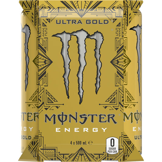 Monster Energy Ultra Gold Cans 500ml x 4 Pack