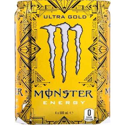 Monster Energy Ultra Gold Cans 500ml x 4 Pack