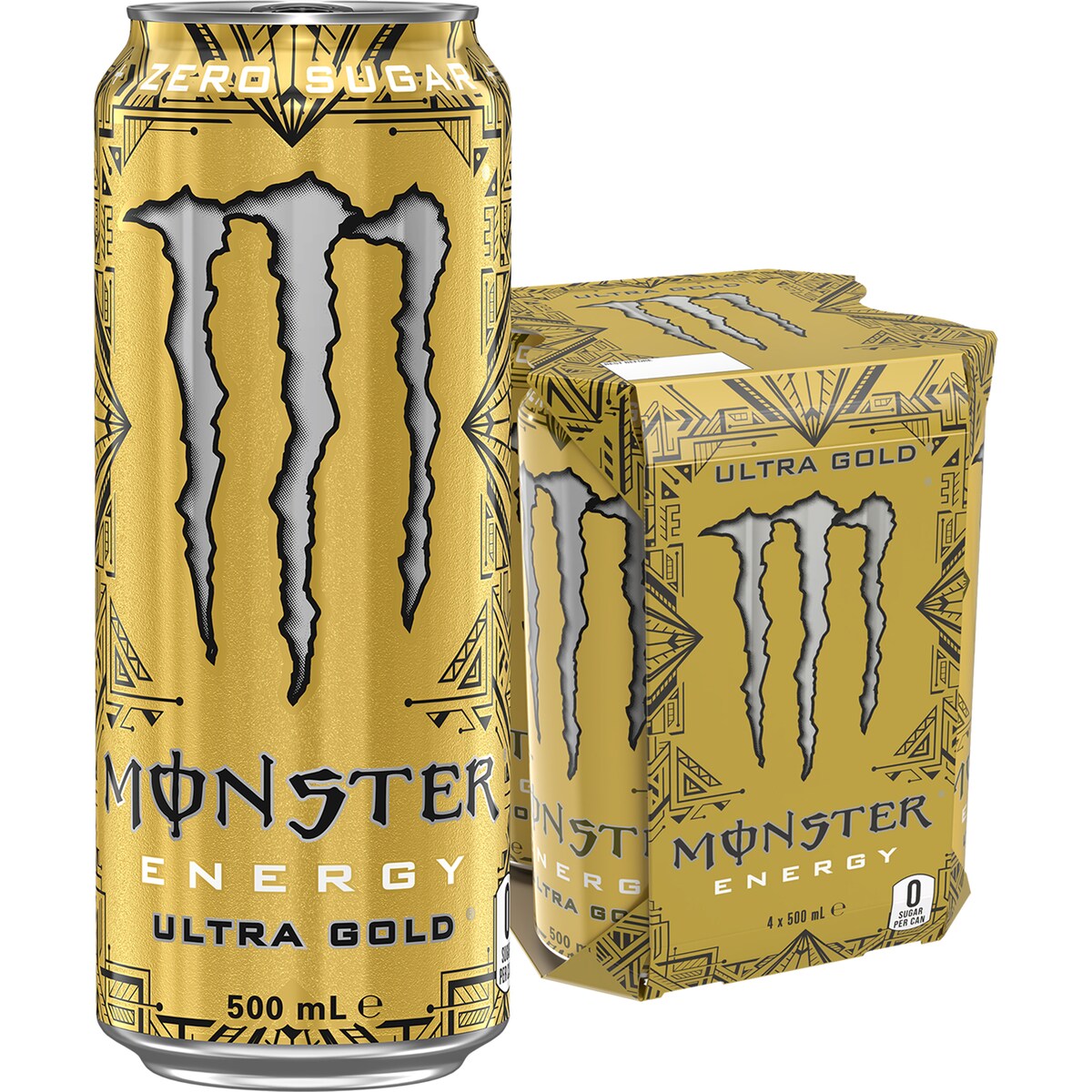 Monster Energy Ultra Gold Cans 500ml x 4 Pack