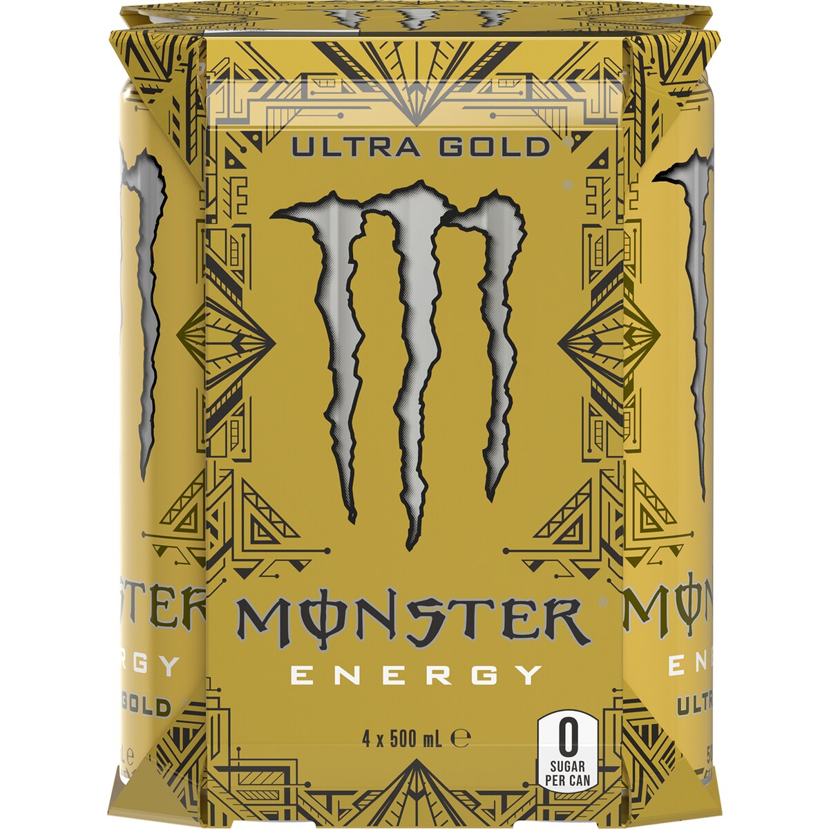 Monster Energy Ultra Gold Cans 500ml x 4 Pack