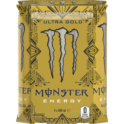 Monster Energy Ultra Gold Cans 500ml x 4 Pack