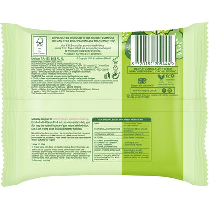 Simple Biodegradable Facial Wipes 25 Pack