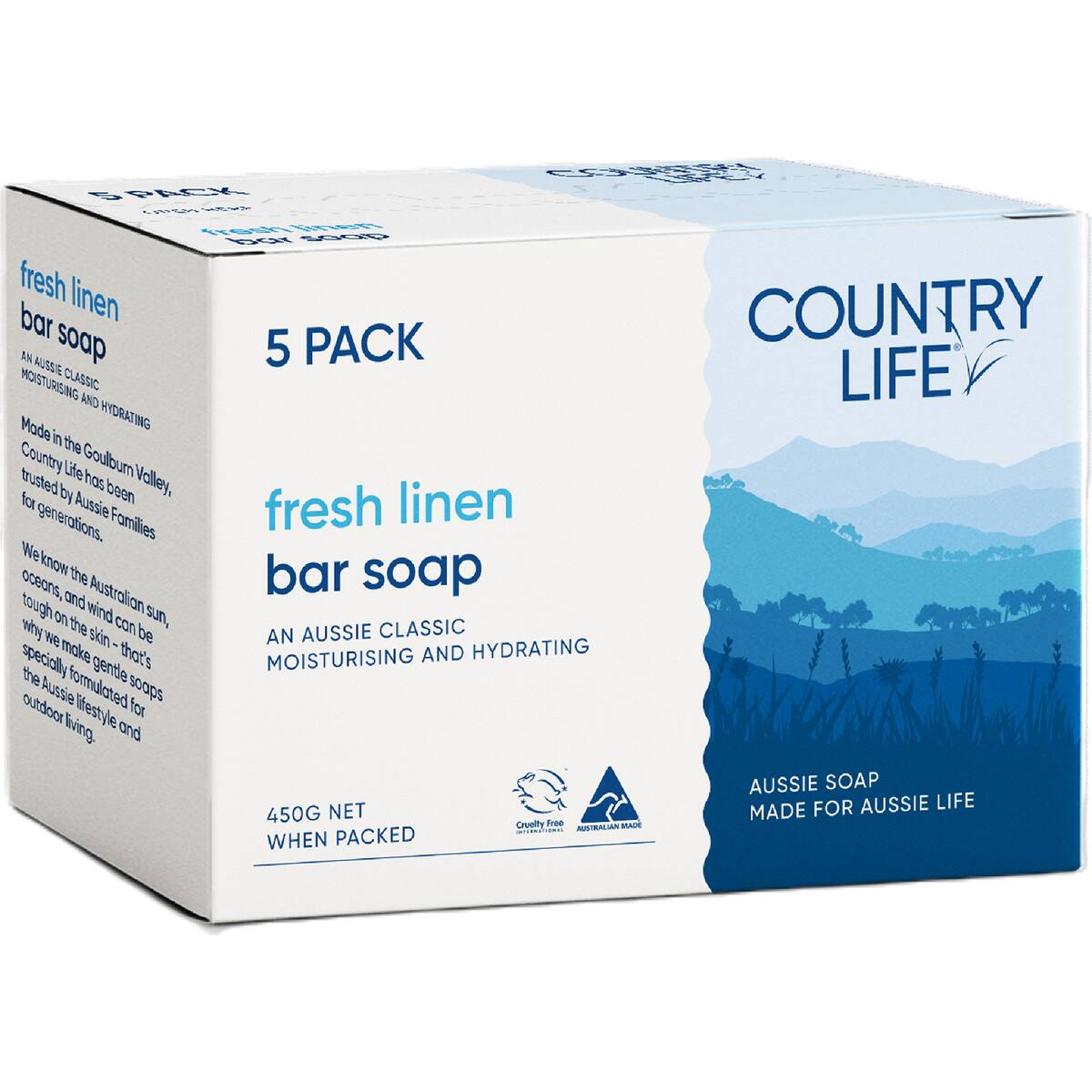 Country Life Soap Bar Fresh Linen 5 Pack