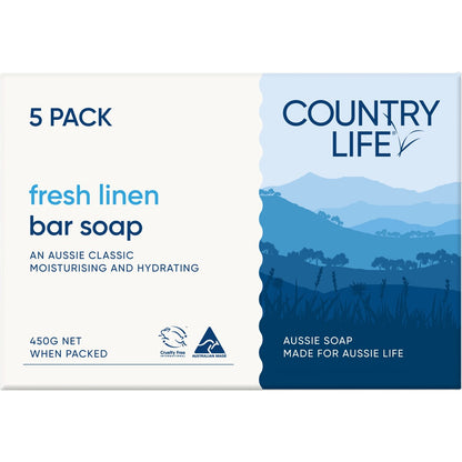 Country Life Soap Bar Fresh Linen 5 pack