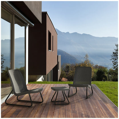 Keter Rio 3 Piece Patio Set Black Polypropylene