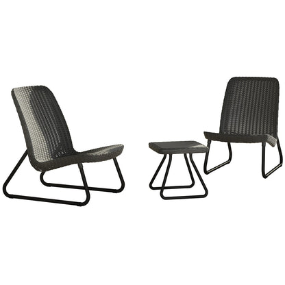 Keter Rio 3 Piece Patio Set Black Polypropylene