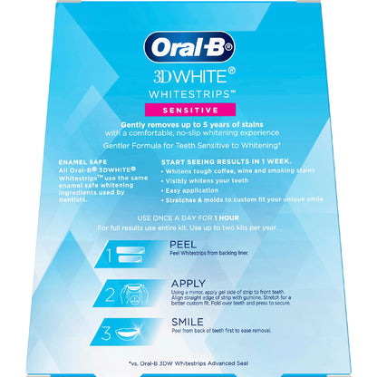 Oral B 3D White Whitening Strips Sensitive 14 Pack
