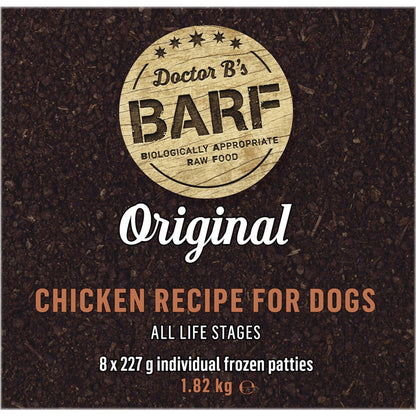 Dr B's Barf Frozen All Stages Dog Food Original Chicken Recipe 8 Pack