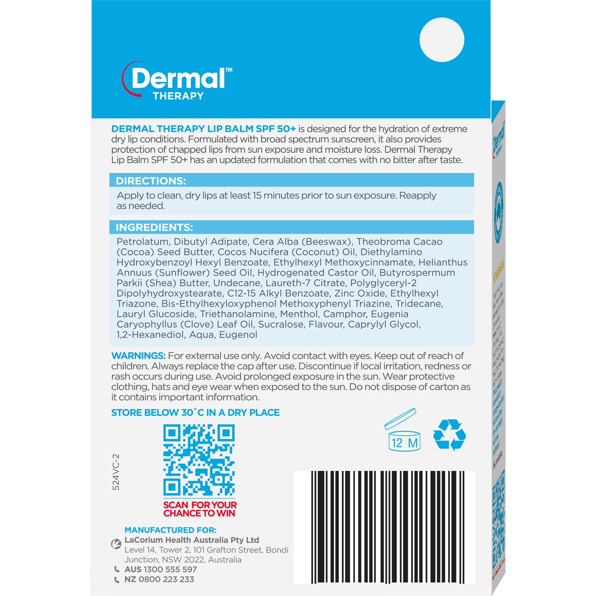 Dermal Therapy Spf 50+ Lip Balm 10g