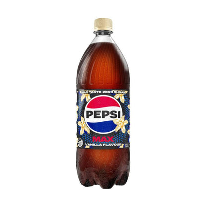 Pepsi Max No Sugar Cola Vanilla Soft Drink Bottle - 1.25L