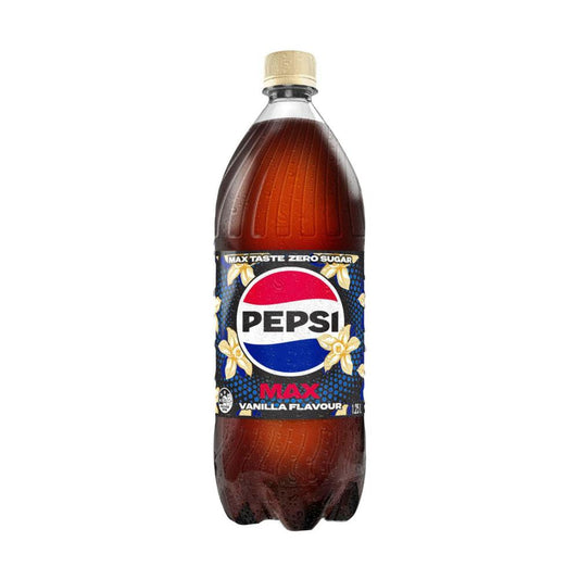 Pepsi Max No Sugar Cola Vanilla Soft Drink Bottle - 1.25L