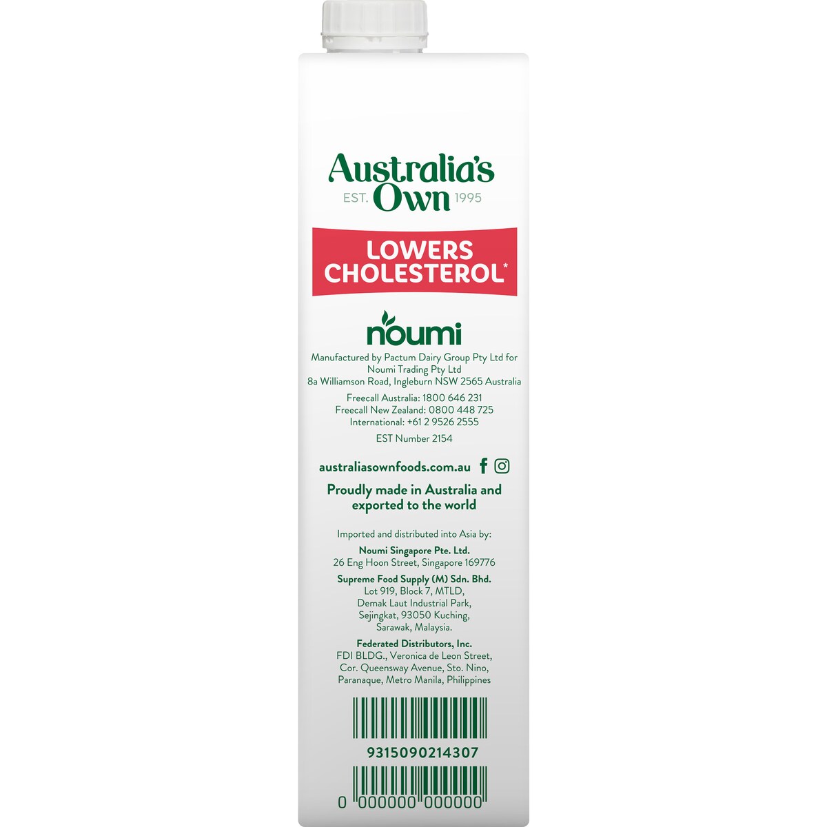 Australias Own Lower Cholesterol Milk 1l