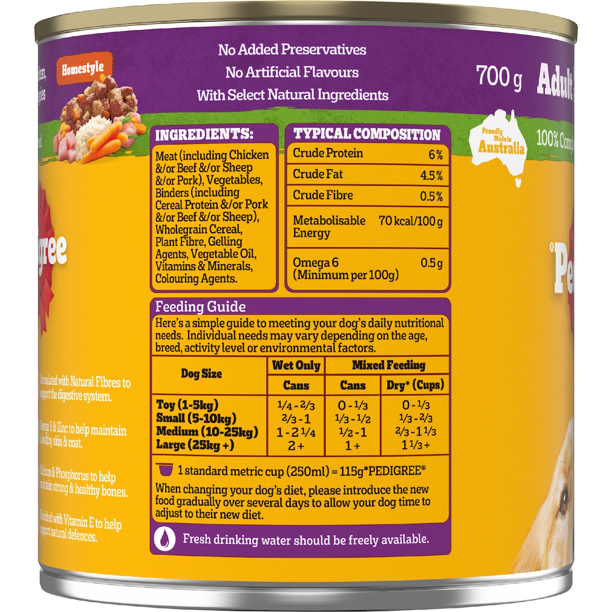 Pedigree Homestyle With Chicken Rice & Veggies Wet Dog Food Can 700g