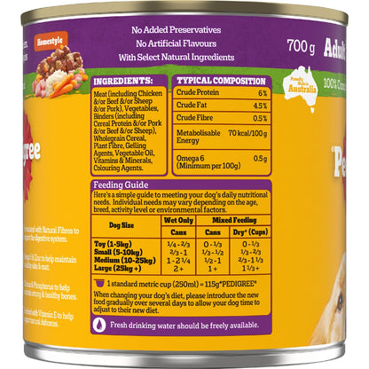 Pedigree Homestyle With Chicken Rice & Veggies Wet Dog Food Can 700g