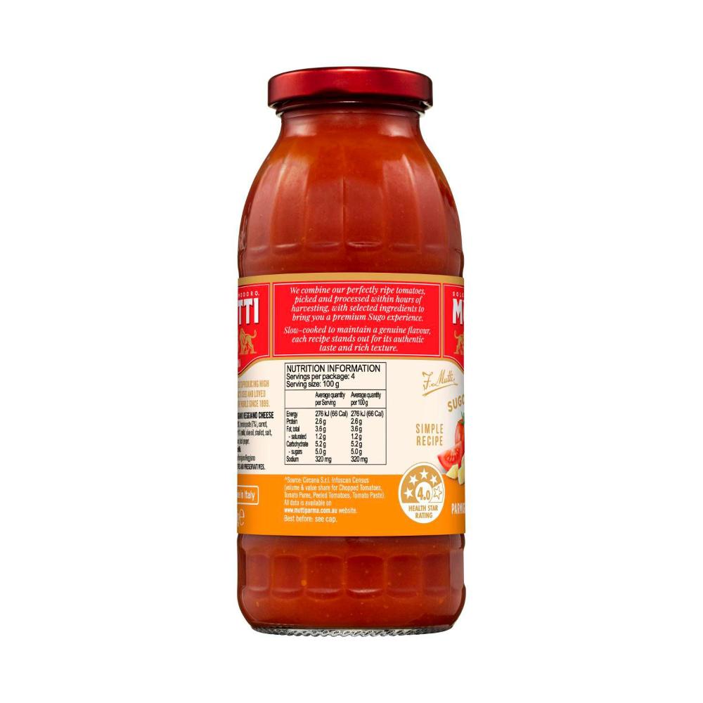 Mutti Sugo Pasta Sauce Parmgiano Reg - 400g