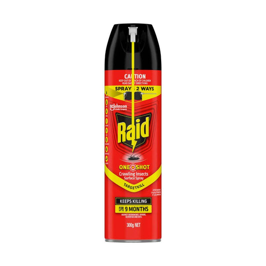 Raid One Shot Pest Surface Crawling Insects Spray Target Kill - 300g