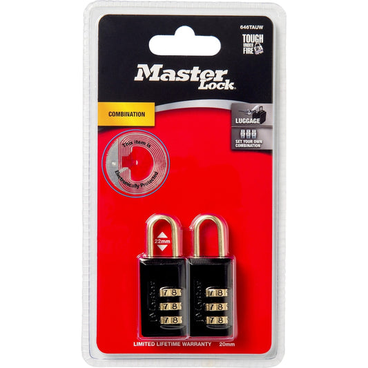 Master Lock 20mm Combination Padlock 2 Pack Each