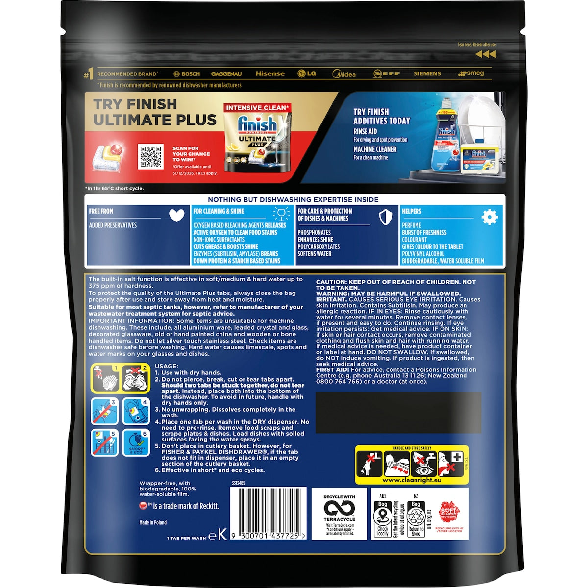 Finish Ultimate Plus Dishwashing Tablets Lemon 56 Pack