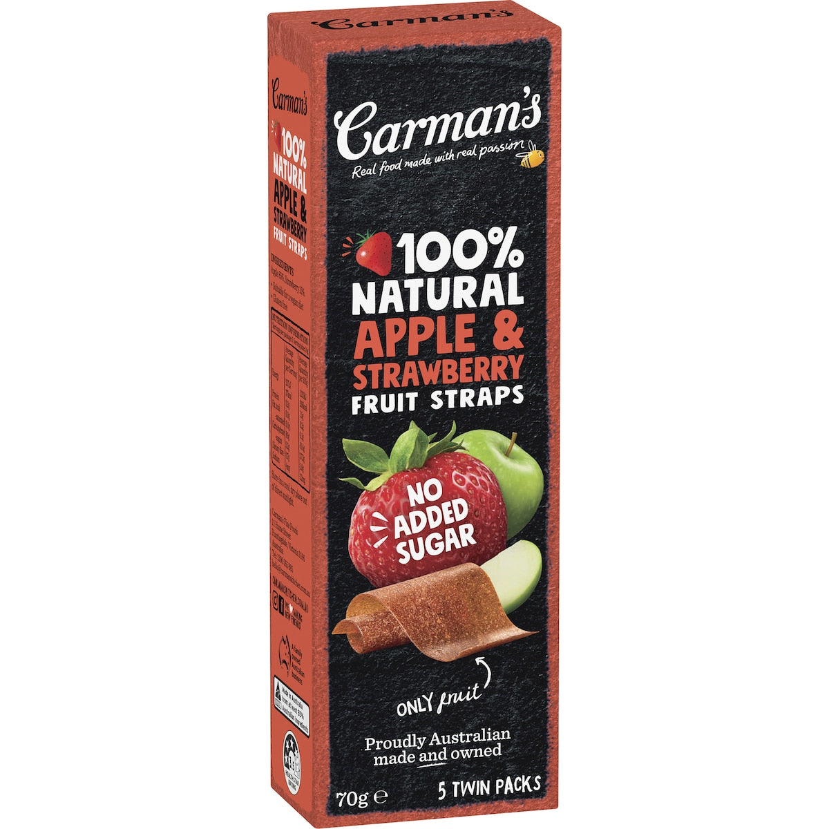 Carmans Fruit Straps Apple & Strawberry Twin Packs 5 pack