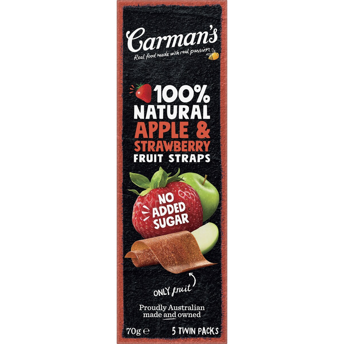 Carmans Fruit Straps Apple & Strawberry Twin Packs 5 pack
