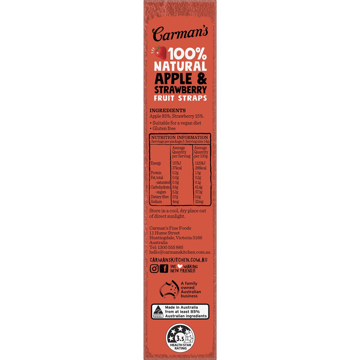 Carmans Fruit Straps Apple & Strawberry Twin Packs 5 pack