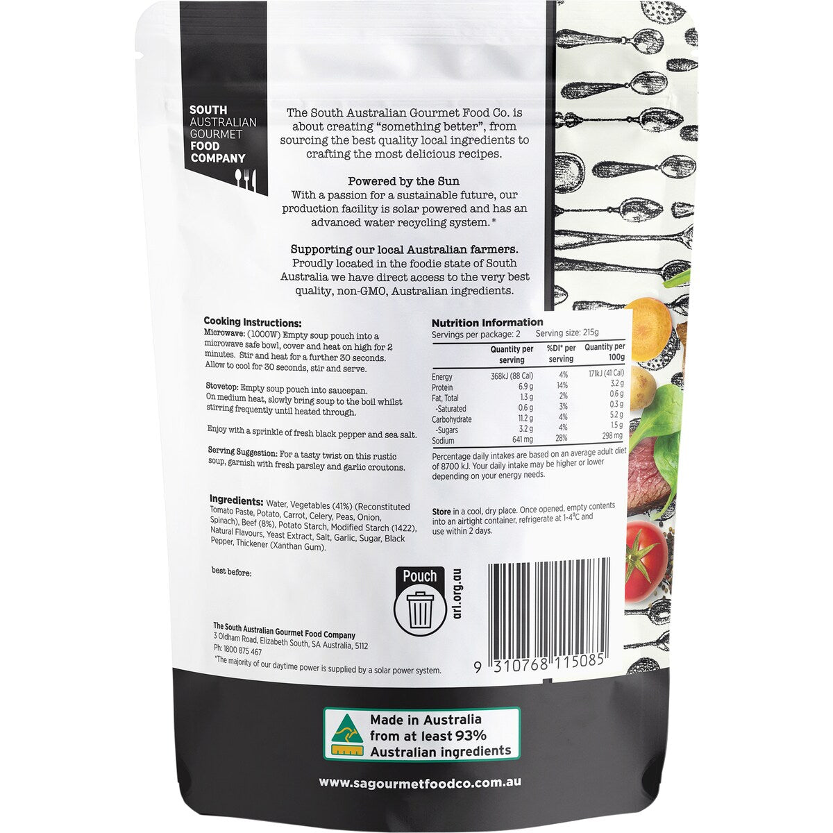 South Australian Gourmet Food Company Aussie Beef & Vegetable Soup 430g