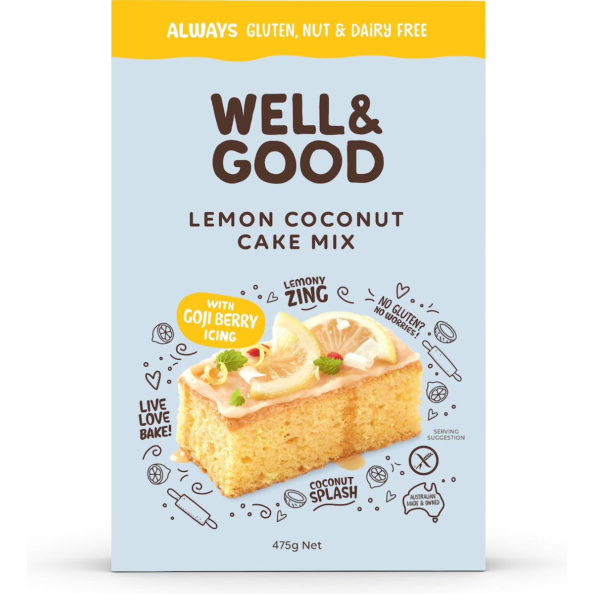 Well & Good Lemon Coconut Cake Mix 475g