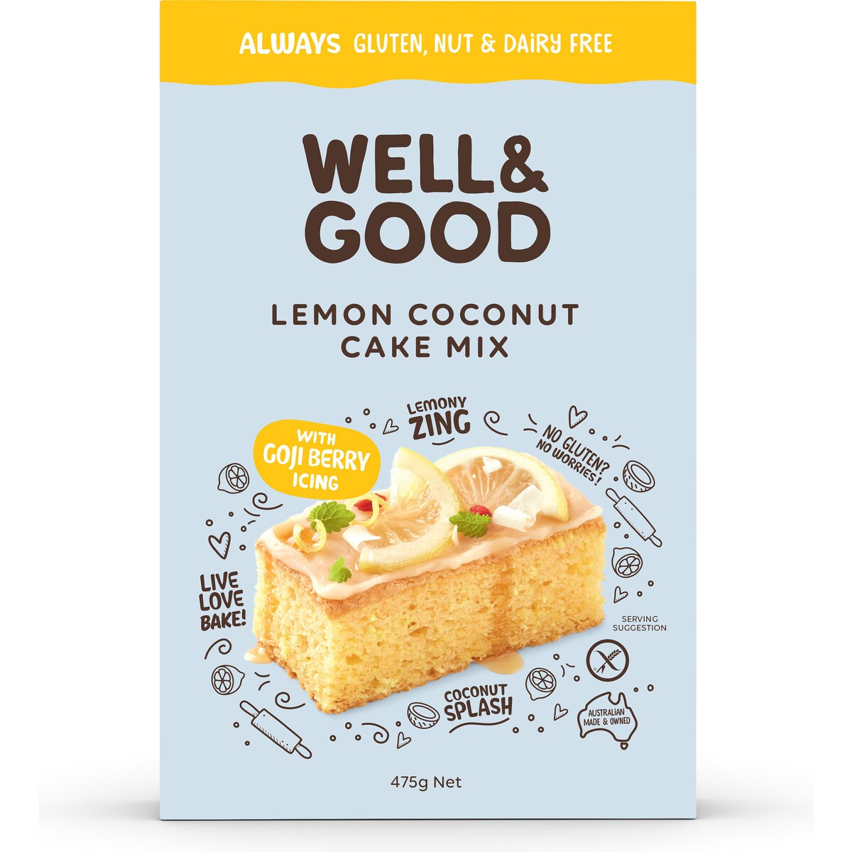 Well & Good Lemon Coconut Cake Mix 475g