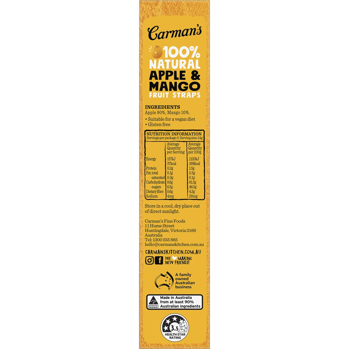 Carmans Fruit Straps Apple & Mango Twin Packs 5 pack
